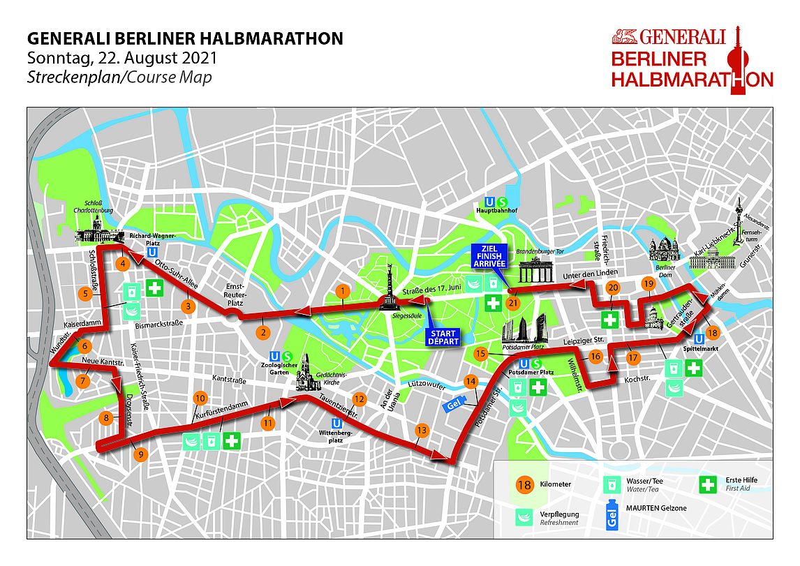 Generali Berliner Halbmarathon Strecke