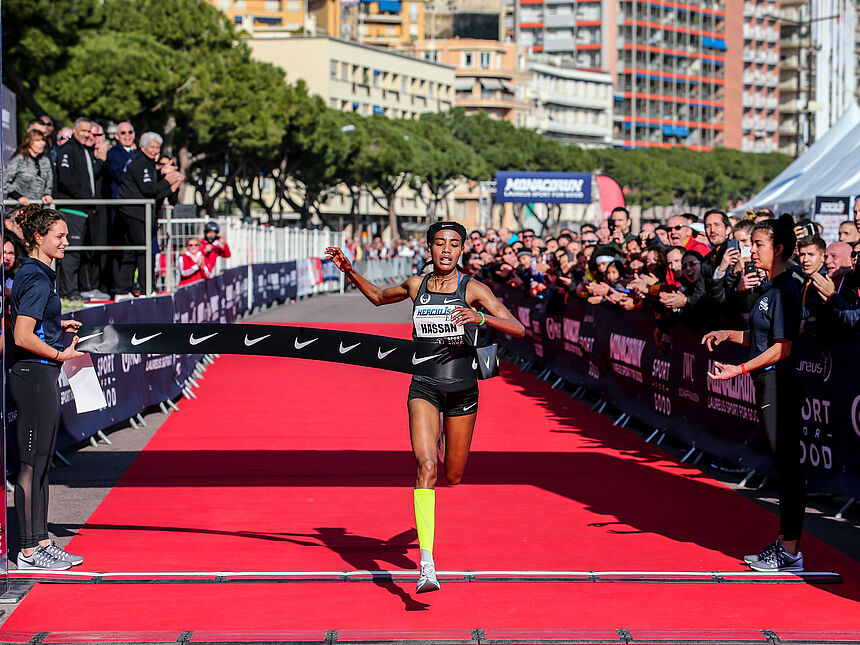 Sifan Hassan, the winner of the Monaco Run 2019